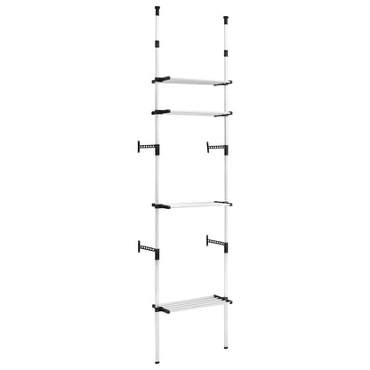 321106 vidaXL Telescopic Wardrobe System with Shelves Aluminium - Silver - 70 x 40 x 300 cm