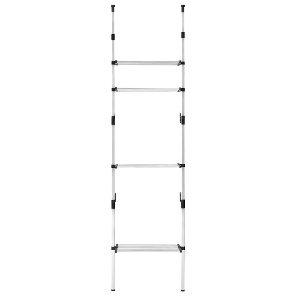 321106 vidaXL Telescopic Wardrobe System with Shelves Aluminium - Silver - 70 x 40 x 300 cm
