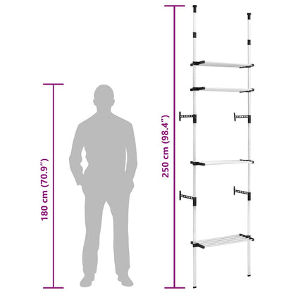 321106 vidaXL Telescopic Wardrobe System with Shelves Aluminium - Silver - 70 x 40 x 300 cm