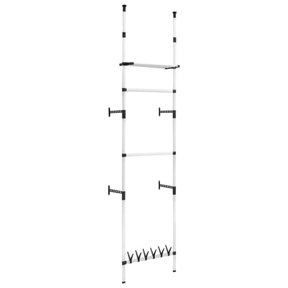 321107 vidaXL Telescopic Wardrobe System with Rods and Shelf Aluminium - Silver - 65 x 40 x 300 cm