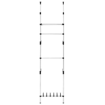321107 vidaXL Telescopic Wardrobe System with Rods and Shelf Aluminium - Silver - 65 x 40 x 300 cm