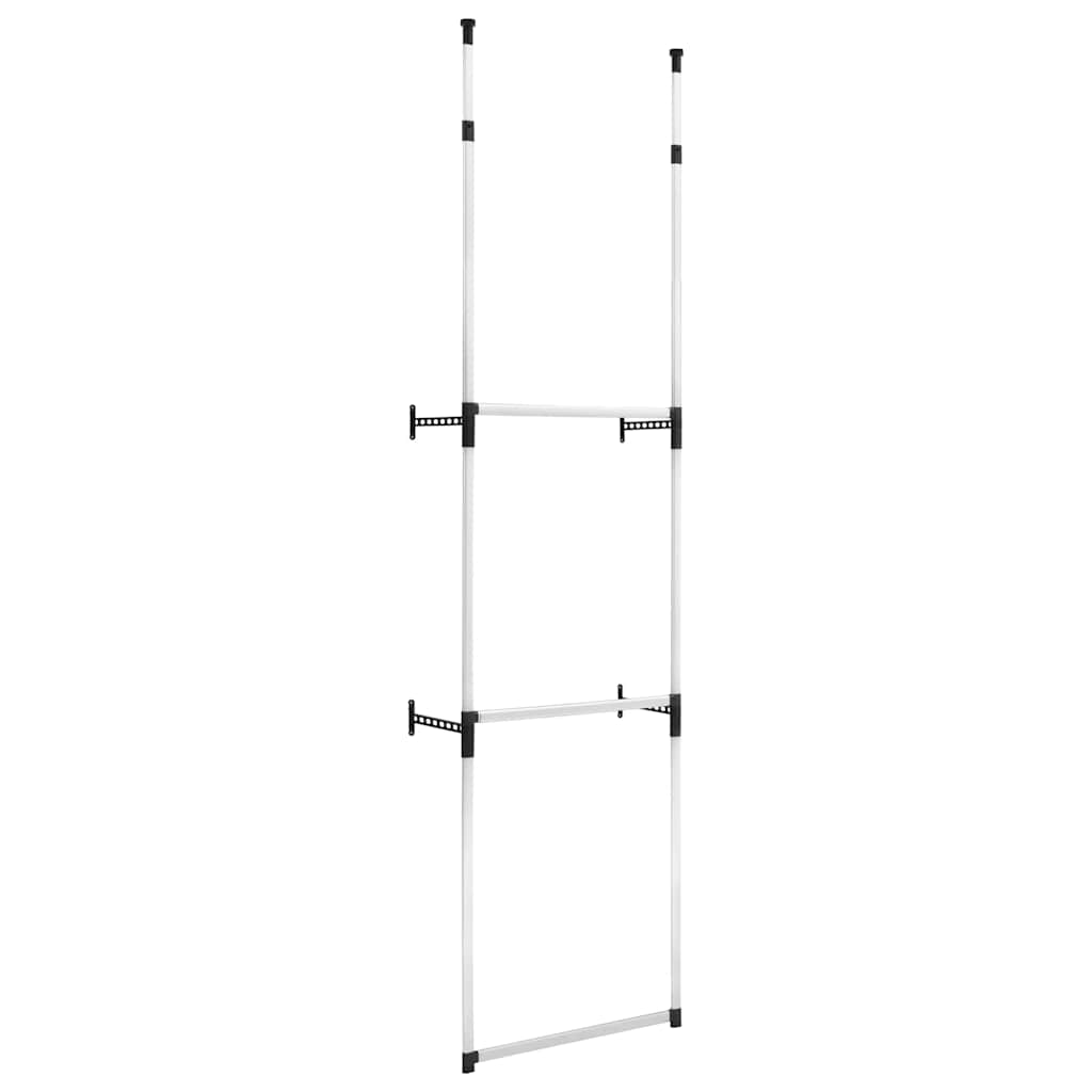 321112 vidaXL Telescopic Wardrobe System with Rods Aluminium - Silver - 110 x 28 x 300 cm