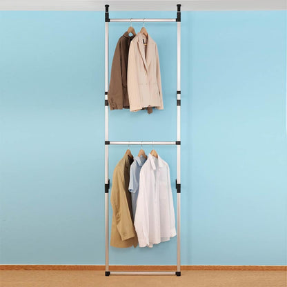 321112 vidaXL Telescopic Wardrobe System with Rods Aluminium - Silver - 110 x 28 x 300 cm
