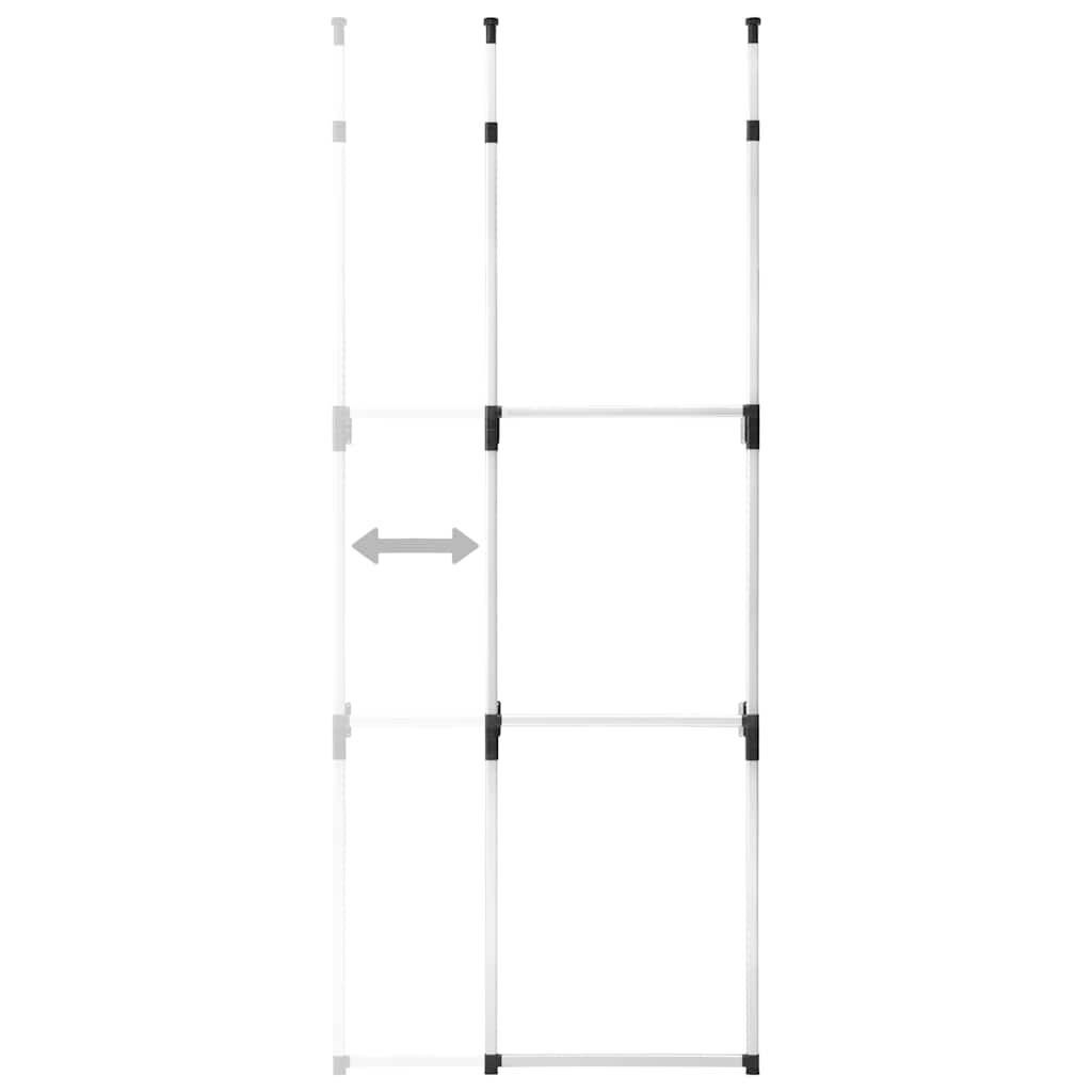 321112 vidaXL Telescopic Wardrobe System with Rods Aluminium - Silver - 110 x 28 x 300 cm
