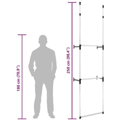 321112 vidaXL Telescopic Wardrobe System with Rods Aluminium - Silver - 110 x 28 x 300 cm