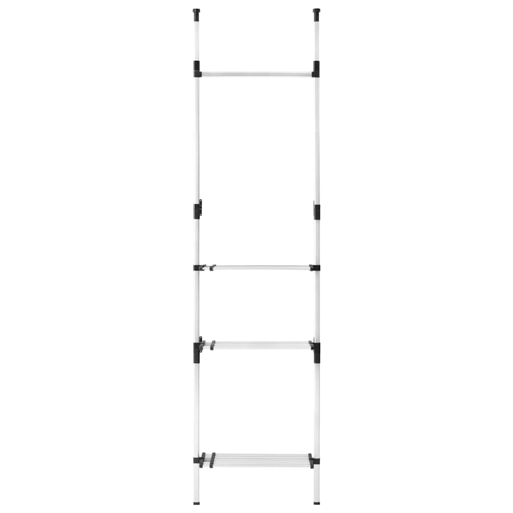 321113 vidaXL Telescopic Wardrobe System with Rods and Shelf Aluminium - Silver - 115 x 40 x 300 cm