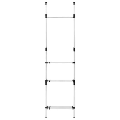321113 vidaXL Telescopic Wardrobe System with Rods and Shelf Aluminium - Silver - 115 x 40 x 300 cm