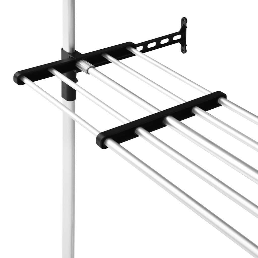 321113 vidaXL Telescopic Wardrobe System with Rods and Shelf Aluminium - Silver - 115 x 40 x 300 cm