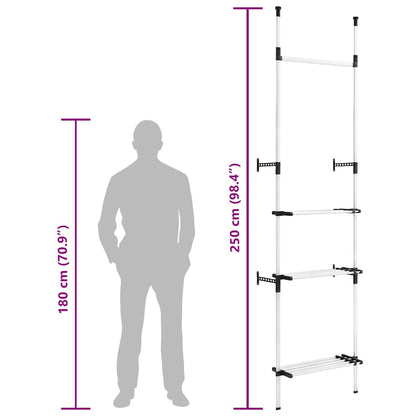 321113 vidaXL Telescopic Wardrobe System with Rods and Shelf Aluminium - Silver - 115 x 40 x 300 cm