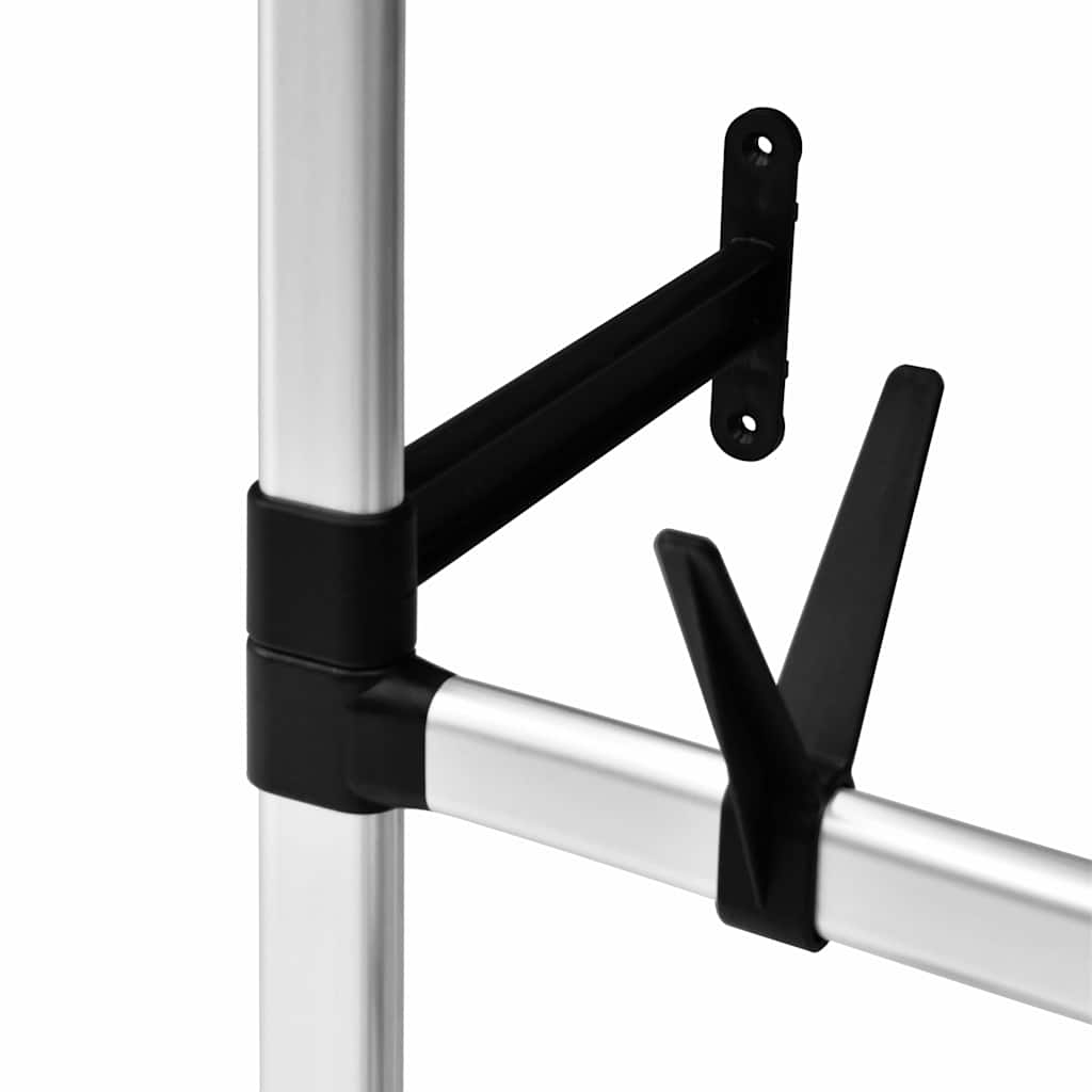 321114 vidaXL Telescopic Wardrobe System with Rods and Shelf Aluminium - Silver - 110 x 28 x 300 cm