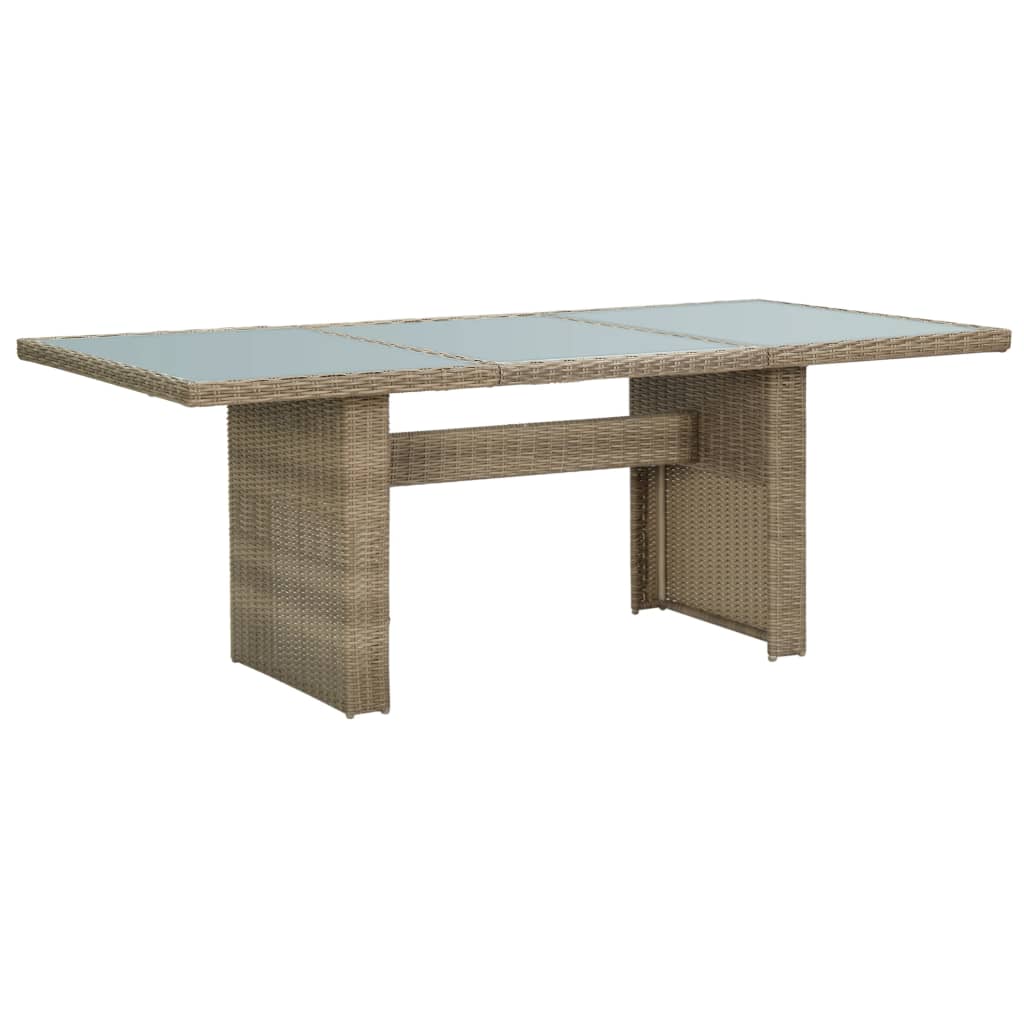 vidaXL Garden Dining Table Brown 200x100x74 cm Glass and Poly Rattan - 23150
