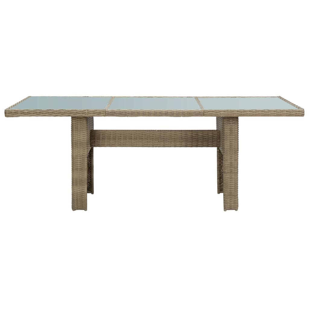 vidaXL Garden Dining Table Brown 200x100x74 cm Glass and Poly Rattan - 23150