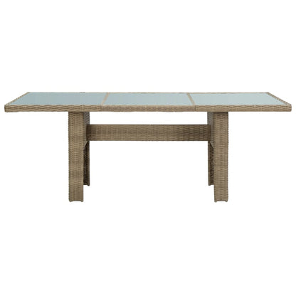 vidaXL Garden Dining Table Brown 200x100x74 cm Glass and Poly Rattan - 23150