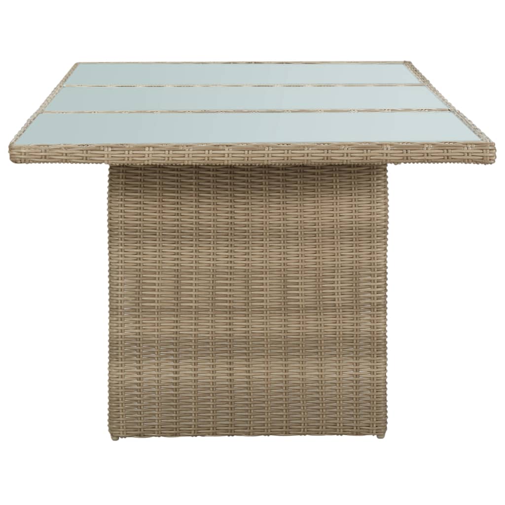 vidaXL Garden Dining Table Brown 200x100x74 cm Glass and Poly Rattan - 23150
