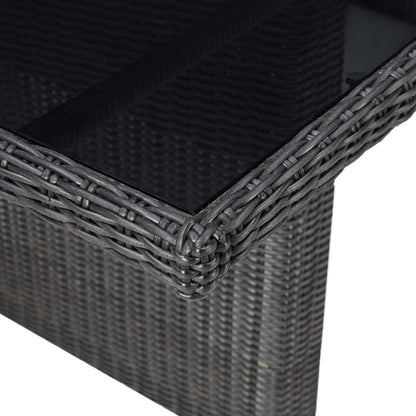 vidaXL Garden Dining Table Black 200x100x74 cm Glass and Poly Rattan