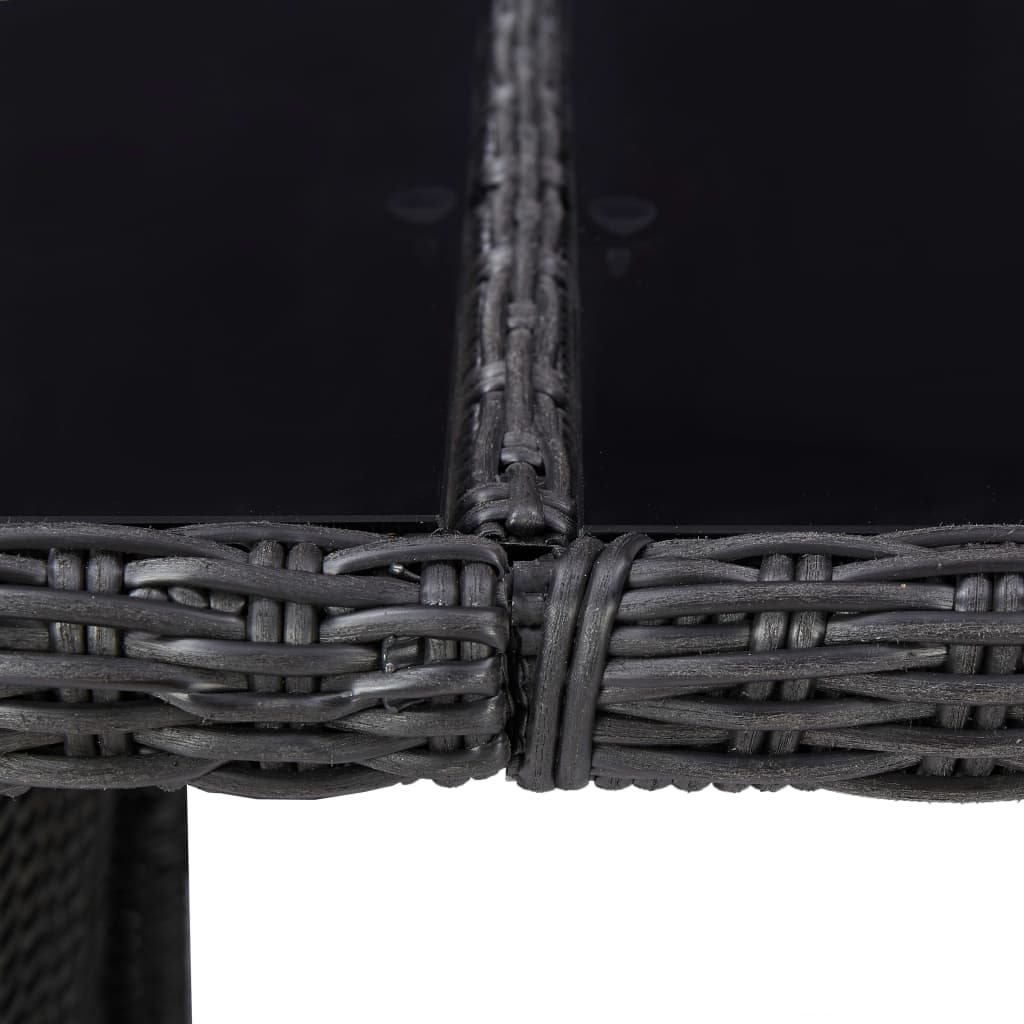 vidaXL Garden Dining Table Black 200x100x74 cm Glass and Poly Rattan