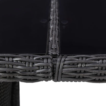 vidaXL Garden Dining Table Black 200x100x74 cm Glass and Poly Rattan