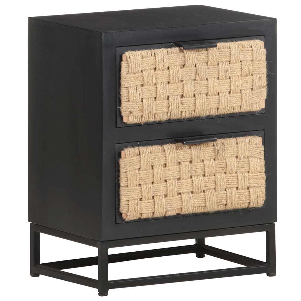 vidaXL Bedside Cabinet 40x30x50 cm Solid Mango Wood - Black