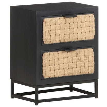 vidaXL Bedside Cabinet 40x30x50 cm Solid Mango Wood - Black