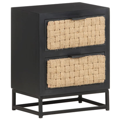 vidaXL Bedside Cabinet 40x30x50 cm Solid Mango Wood - Black