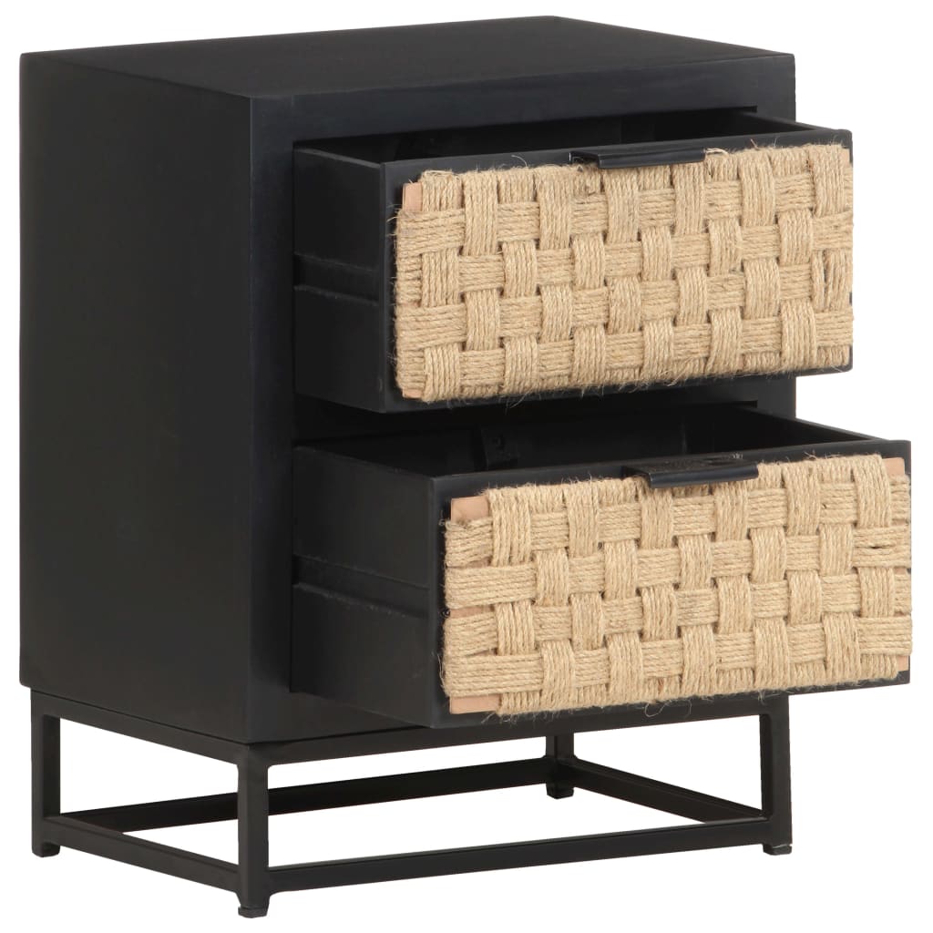 vidaXL Bedside Cabinet 40x30x50 cm Solid Mango Wood - Black