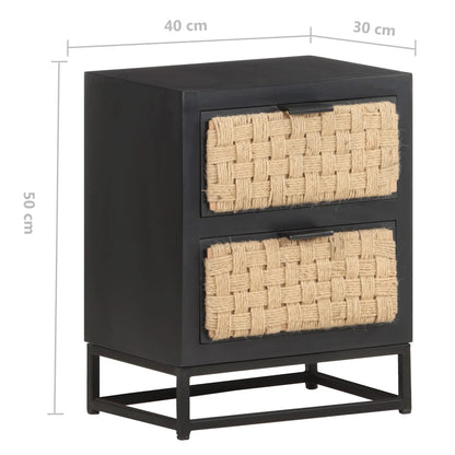 vidaXL Bedside Cabinet 40x30x50 cm Solid Mango Wood - Black
