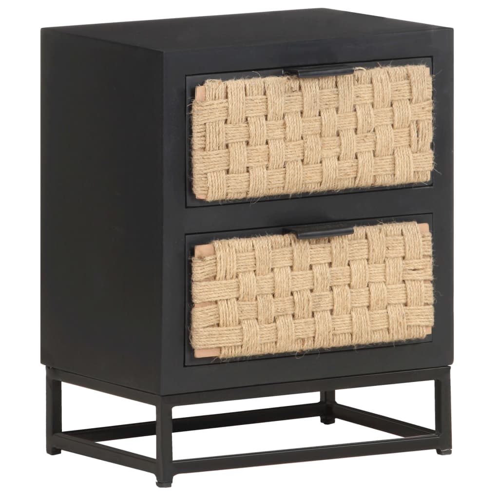 vidaXL Bedside Cabinet 40x30x50 cm Solid Mango Wood - Black