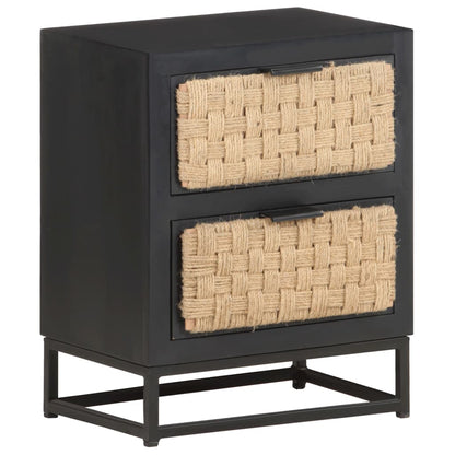 vidaXL Bedside Cabinet 40x30x50 cm Solid Mango Wood - Black