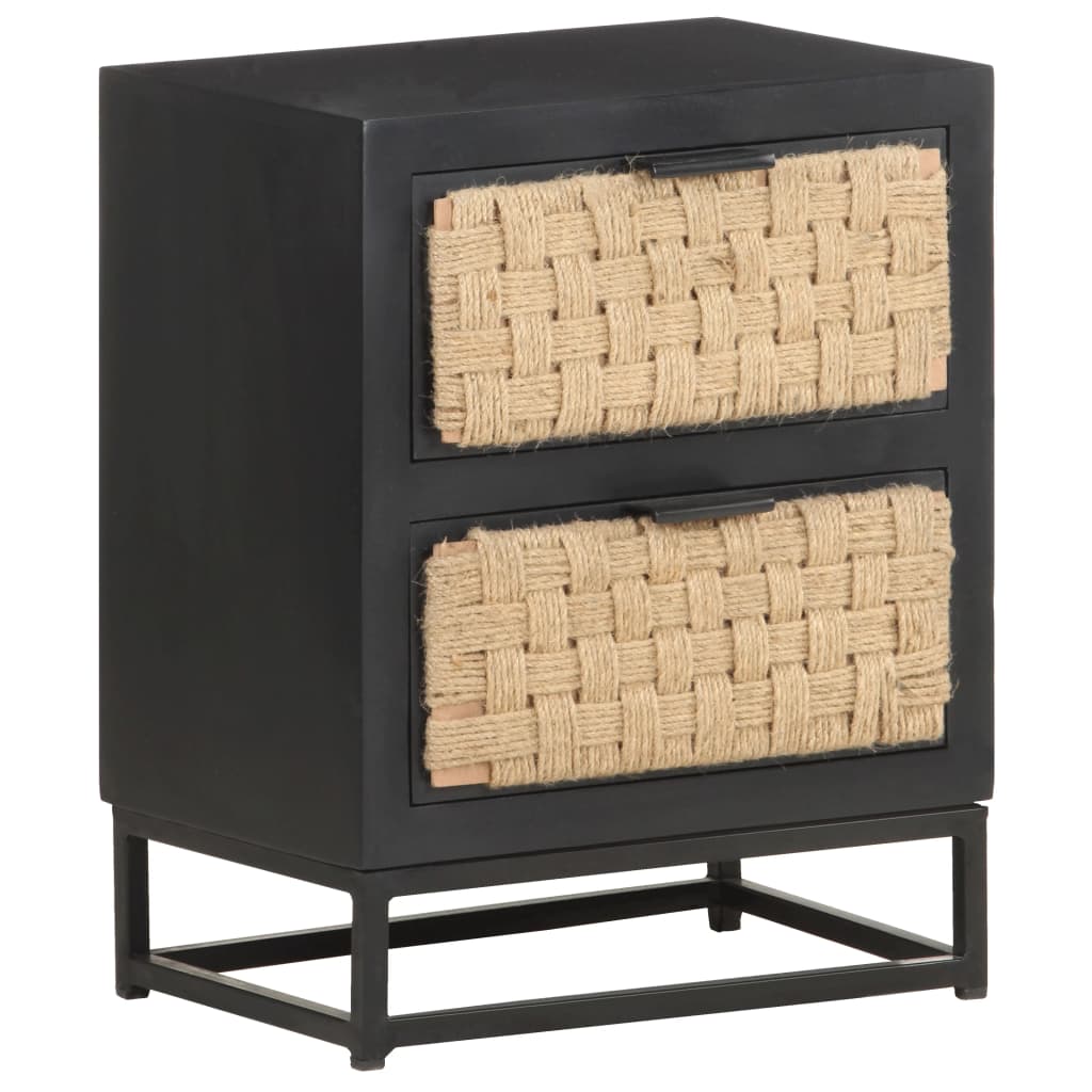 vidaXL Bedside Cabinet 40x30x50 cm Solid Mango Wood - Black
