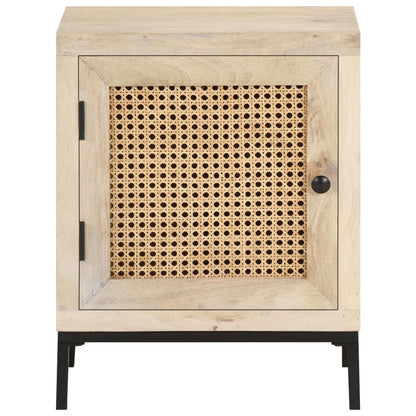 vidaXL Bedside Cabinet 40x30x50 cm Solid Mango Wood and Natural Cane - Brown
