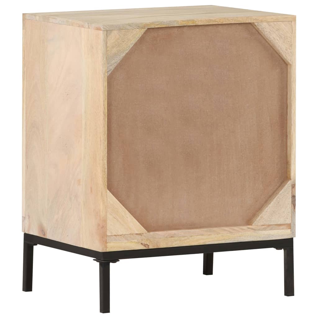 vidaXL Bedside Cabinet 40x30x50 cm Solid Mango Wood and Natural Cane - Brown