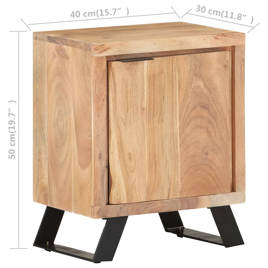 vidaXL Bedside Cabinet 40x30x50 cm Solid Acacia Wood with Live Edges - Brown