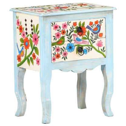 vidaXL Hand Painted Bedside Cabinet 40x30x50 cm Solid Mango Wood - Multicolour