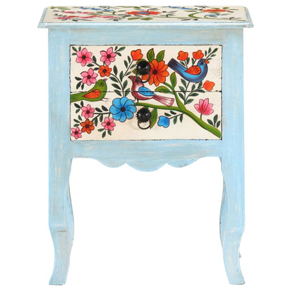 vidaXL Hand Painted Bedside Cabinet 40x30x50 cm Solid Mango Wood - Multicolour