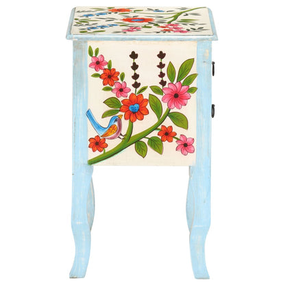 vidaXL Hand Painted Bedside Cabinet 40x30x50 cm Solid Mango Wood - Multicolour
