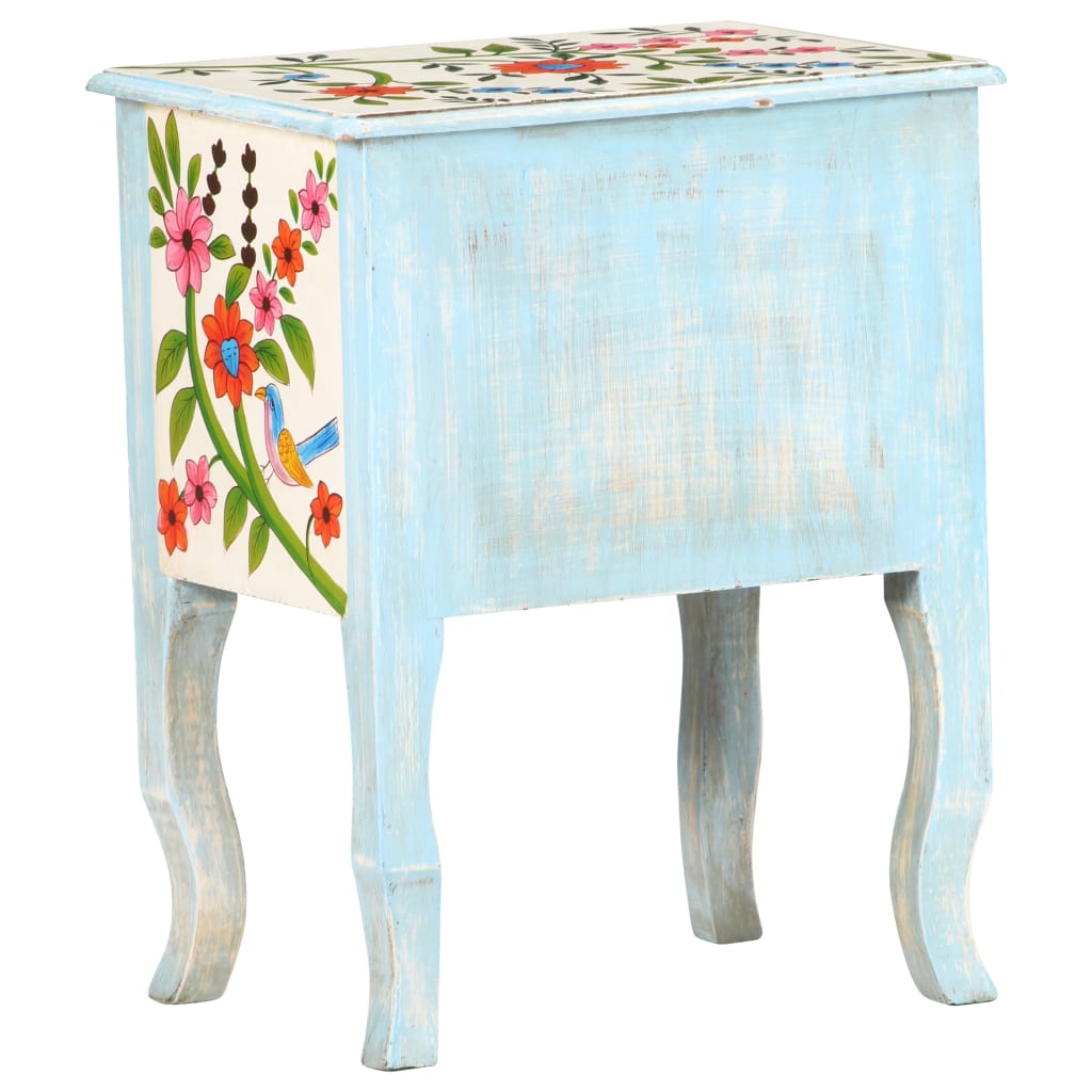 vidaXL Hand Painted Bedside Cabinet 40x30x50 cm Solid Mango Wood - Multicolour