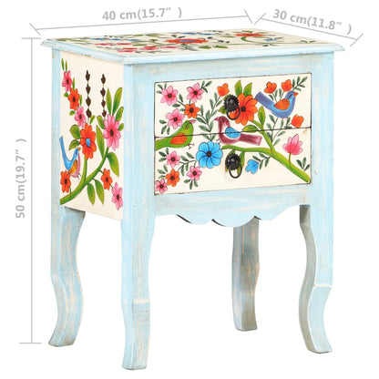 vidaXL Hand Painted Bedside Cabinet 40x30x50 cm Solid Mango Wood - Multicolour