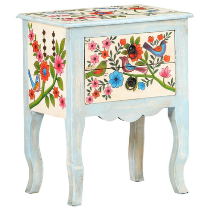vidaXL Hand Painted Bedside Cabinet 40x30x50 cm Solid Mango Wood - Multicolour