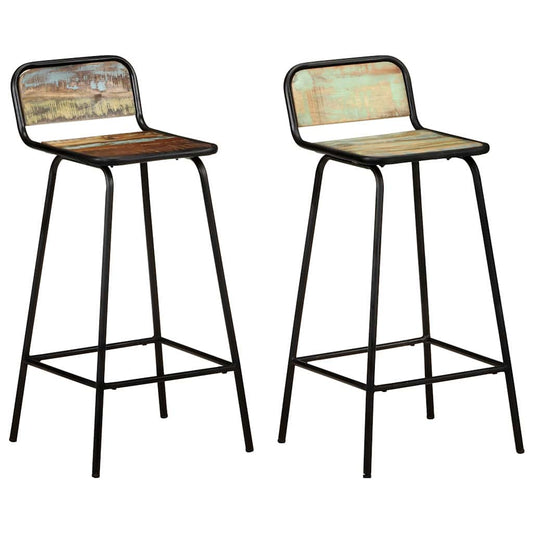 vidaXL Bar Chairs 2 pcs Solid Reclaimed Wood - Brown - 44 x 44 x 84 cm