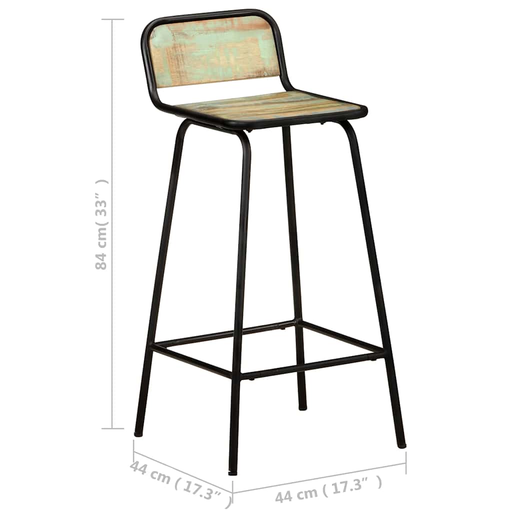 vidaXL Bar Chairs 2 pcs Solid Reclaimed Wood - Brown - 44 x 44 x 84 cm