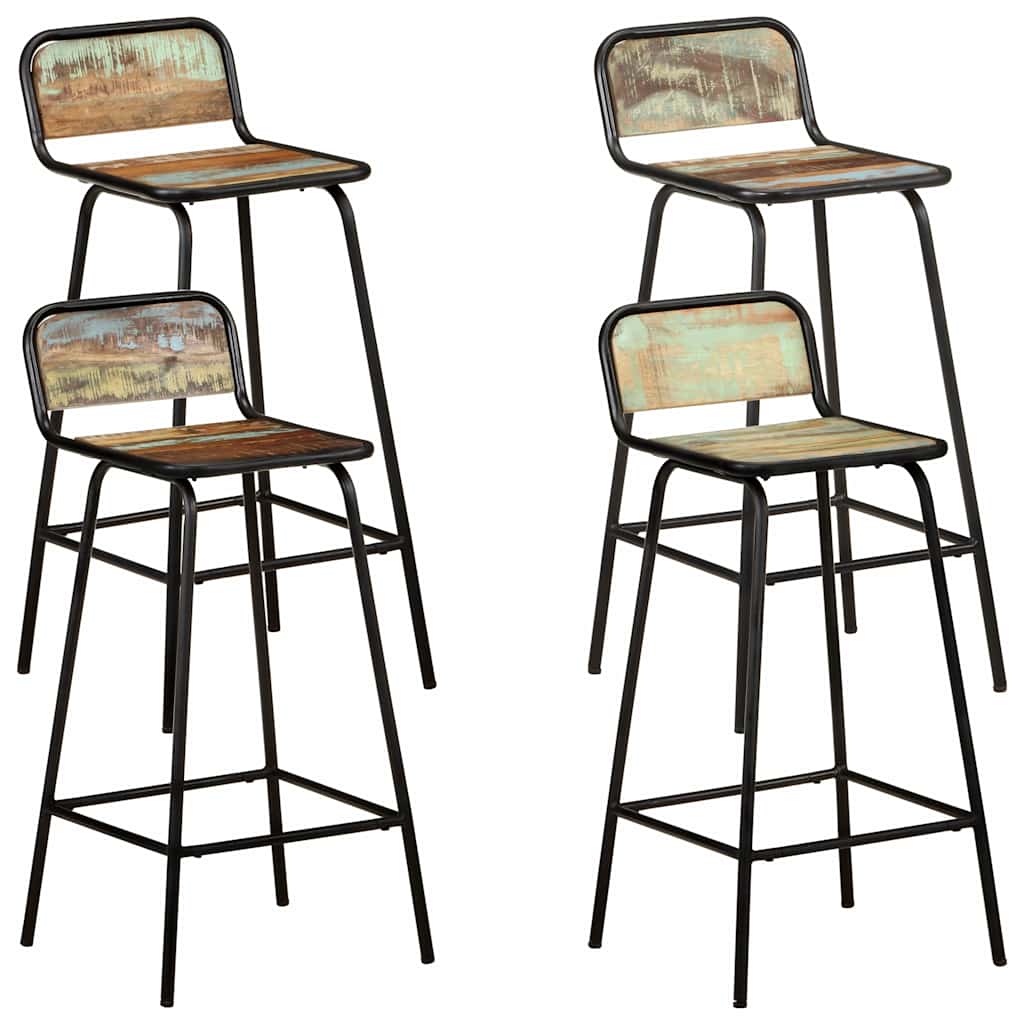 vidaXL Bar Chairs 4 pcs Solid Reclaimed Wood - Brown - 44 x 44 x 84 cm