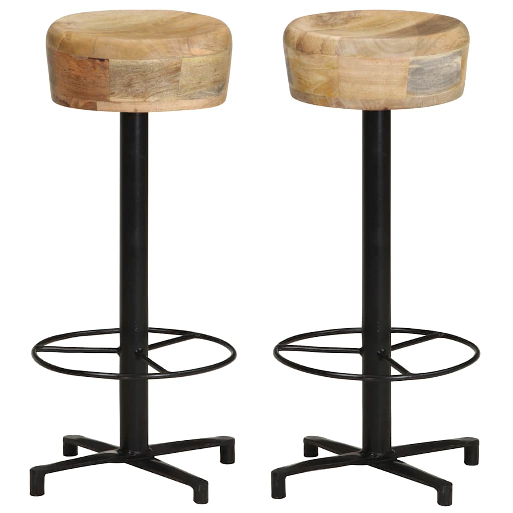 vidaXL Bar Stools 2 pcs 76 cm Solid Mango Wood - Brown