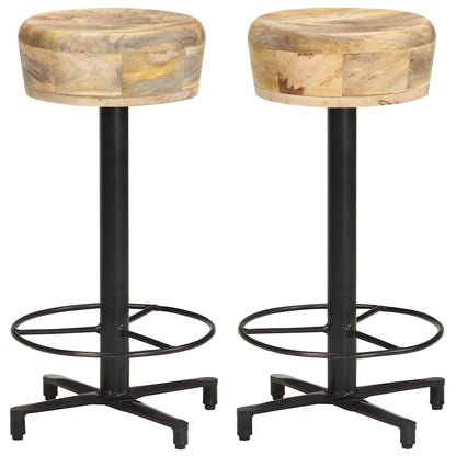 vidaXL Bar Stools 2 pcs 66 cm Solid Mango Wood - Brown - 40 x 40 x 66 cm