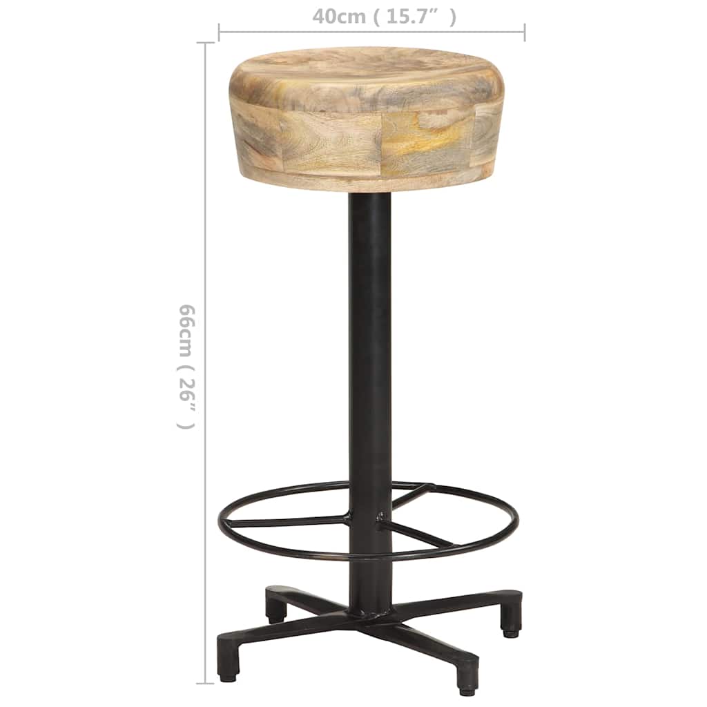 vidaXL Bar Stools 2 pcs 66 cm Solid Mango Wood - Brown - 40 x 40 x 66 cm