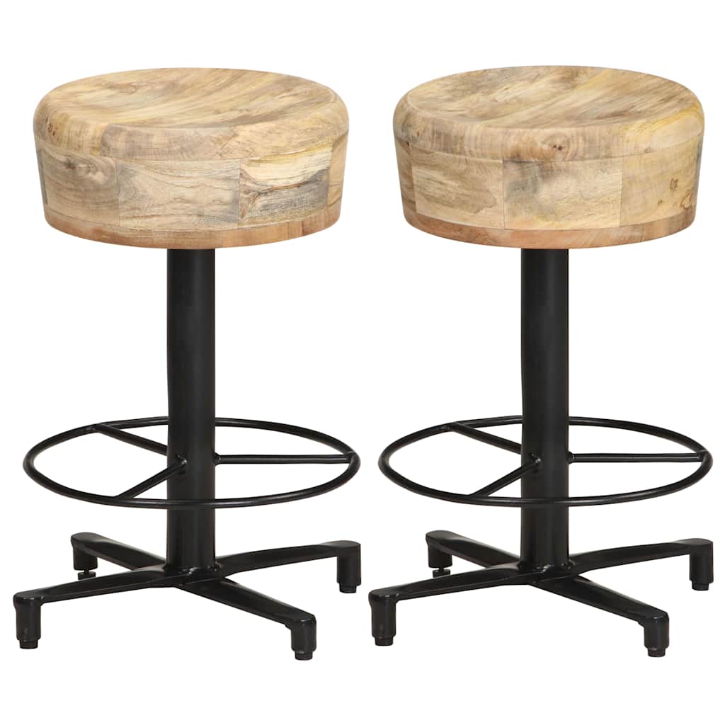 vidaXL Bar Stools 2 pcs 52 cm Solid Mango Wood - Brown