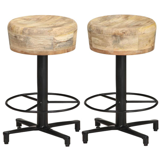 vidaXL Bar Stools 2 pcs 52 cm Solid Mango Wood - Brown