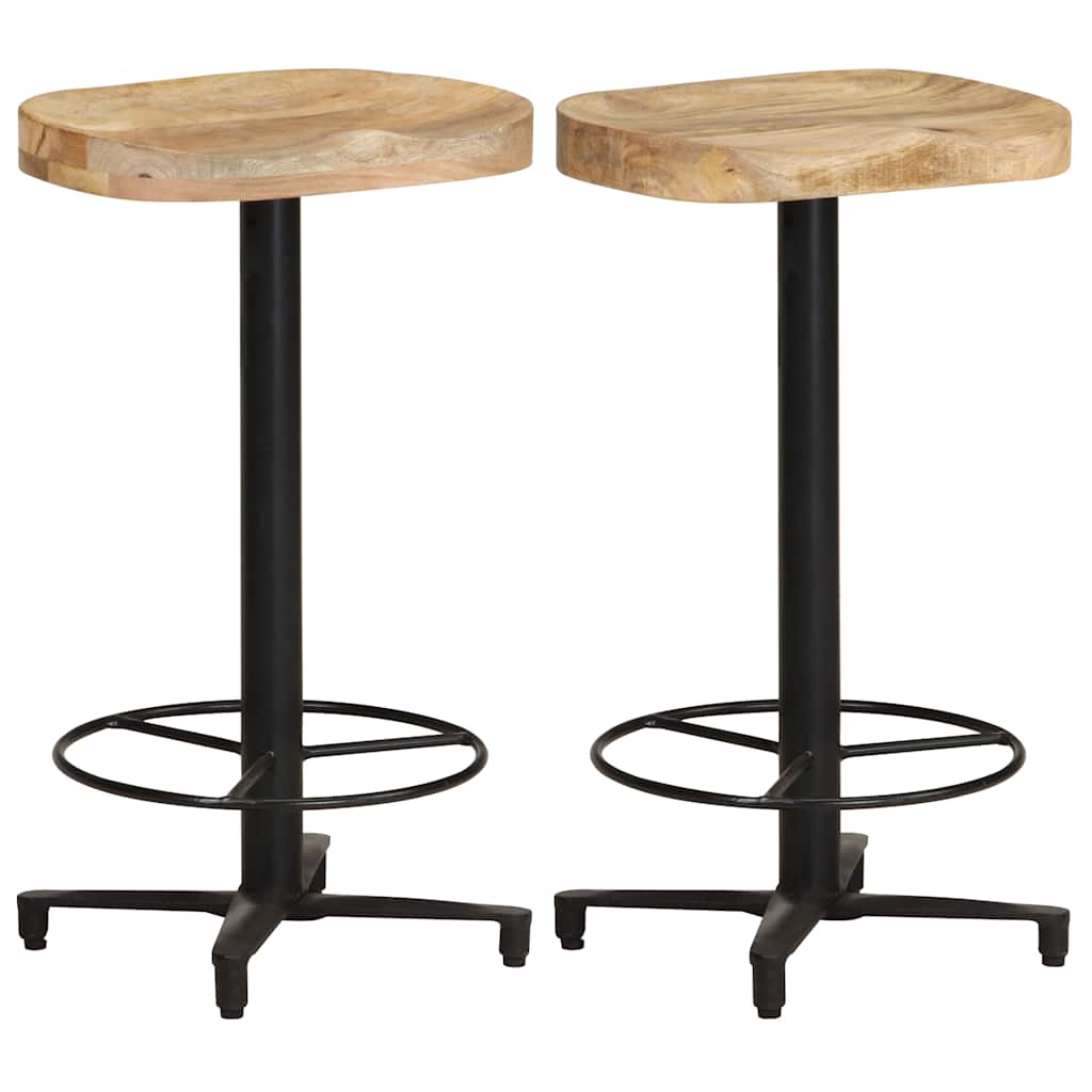 vidaXL Bar Stools 2 pcs 66 cm Solid Mango Wood - Brown - 40 x 40 x 66 cm - 68384