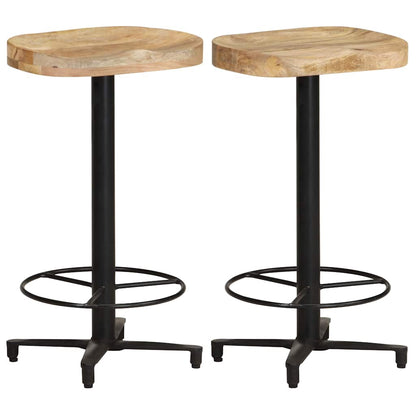 vidaXL Bar Stools 2 pcs 66 cm Solid Mango Wood - Brown - 40 x 40 x 66 cm - 68384