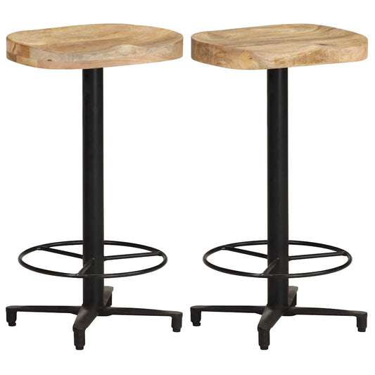 vidaXL Bar Stools 2 pcs 66 cm Solid Mango Wood - Brown - 40 x 40 x 66 cm - 68384