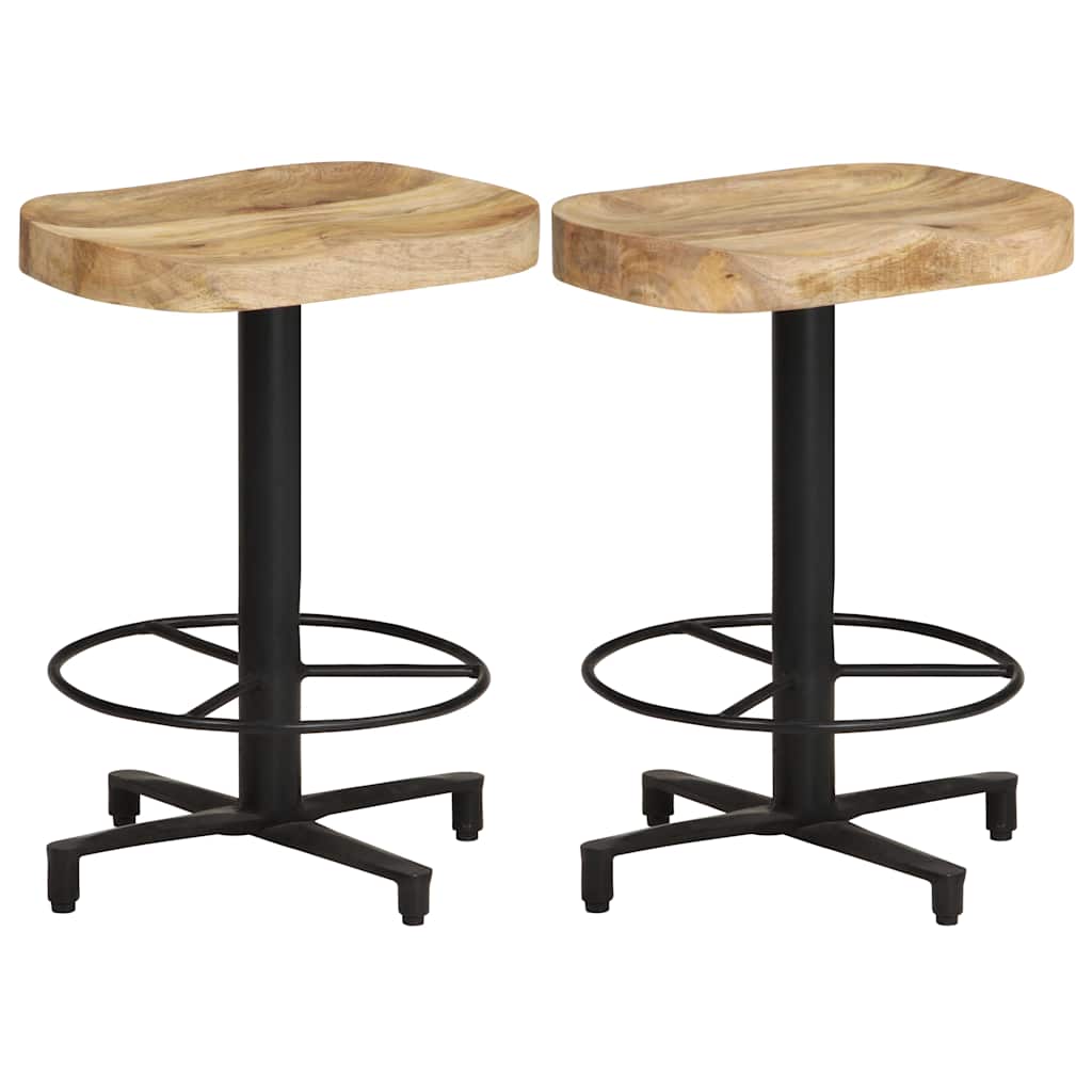 vidaXL Bar Stools 2 pcs 52 cm Solid Mango Wood - Brown - 40 x 40 x 52 cm